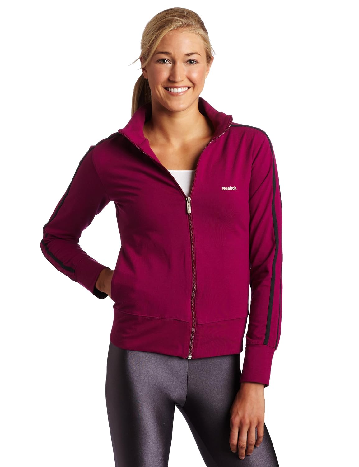 Reebok Women’s Workout Track Jacket,White,Medium