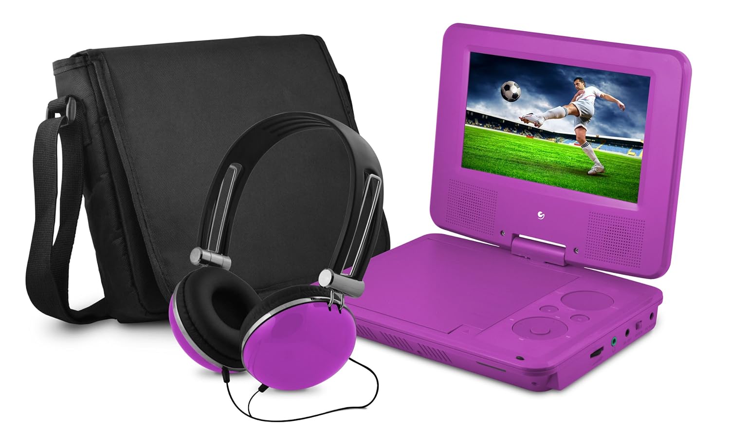 Portable DVD Player with Headphones and Bag Swivel LCD Display Travel