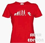 SILVER EDITION SKIING EVOLUTION ski skifahren downhill Girlie-Shirt Rot L