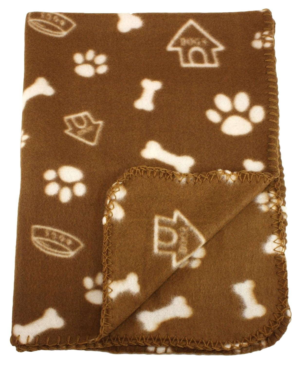 30×21 Inch Dog / Cat Fleece Blanket Bone and Paw Print Assorted Color Pet Blankets by bogo
