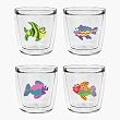 Rainbow Fish 12 oz Double-Old-Fashioned Insulated Beverage Tumblers Set, Clear (4 designs)
