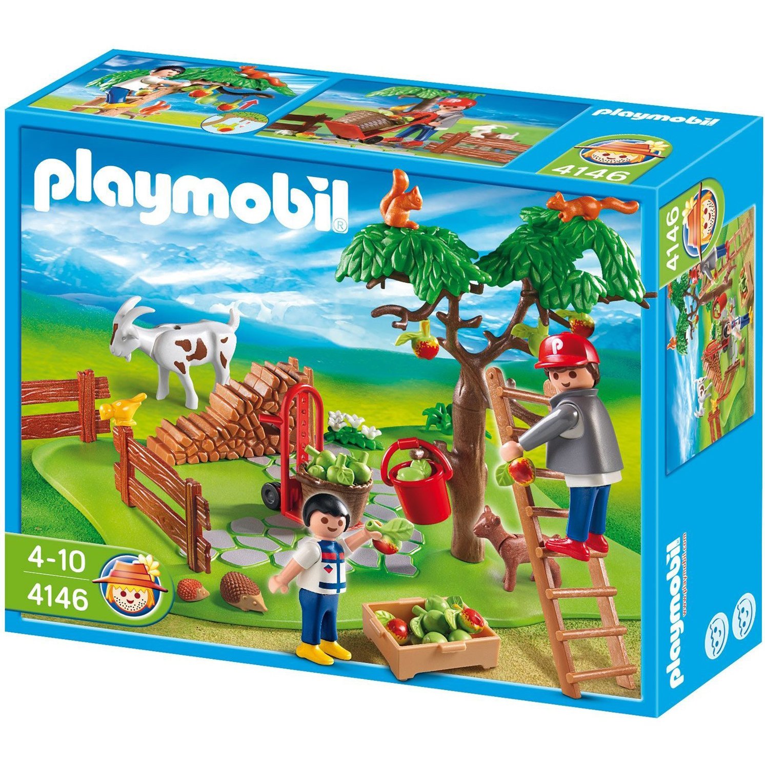 playmobil 4146 Apple Harvest Orchard Compact Set Farm goat kid dad bird