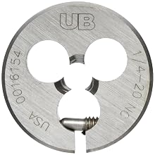 Union Butterfield 2010(UNC) Carbon Steel Round Threading Die, Uncoated (Bright) Finish, 1" OD, 1/4"-20 Thread Size