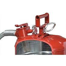 Justrite AccuFlow 7250130 Type II Galvanized Steel Safety Can with 1" Flexible Spout, 5 Gallons Capacity, Red