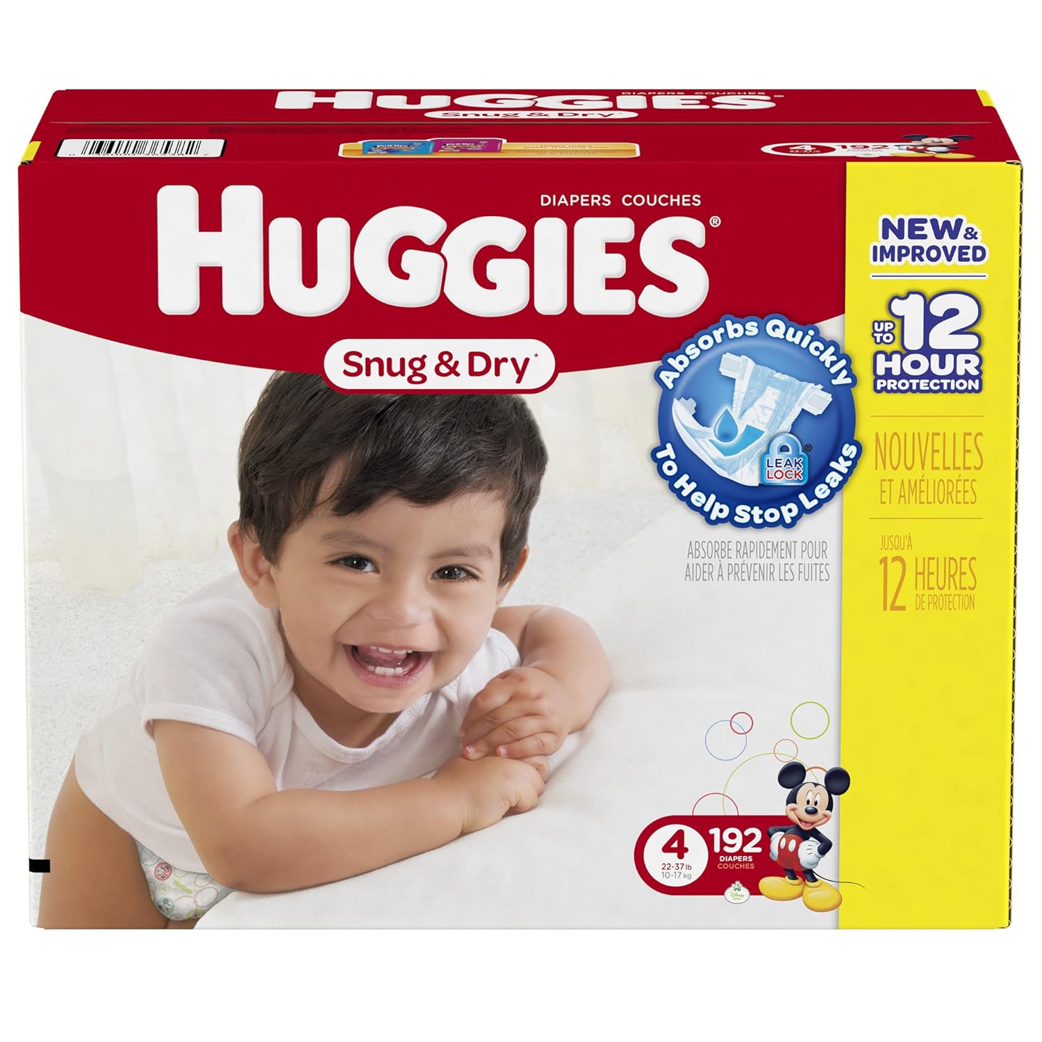Huggies Snug and Dry Diapers, Size 4, Economy Plus Pack, 192 Count