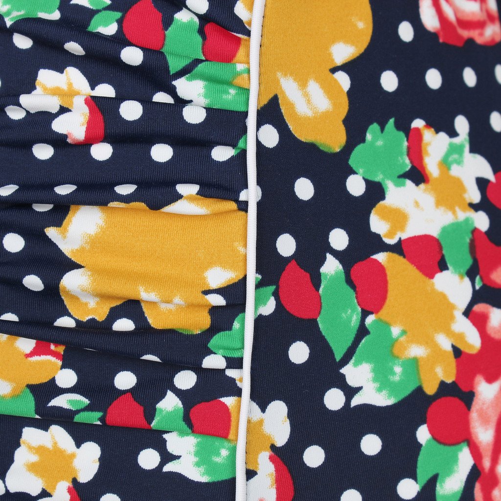 Swimsuit, Abary Vintage High Waisted Flowers Polka Dots Bikini