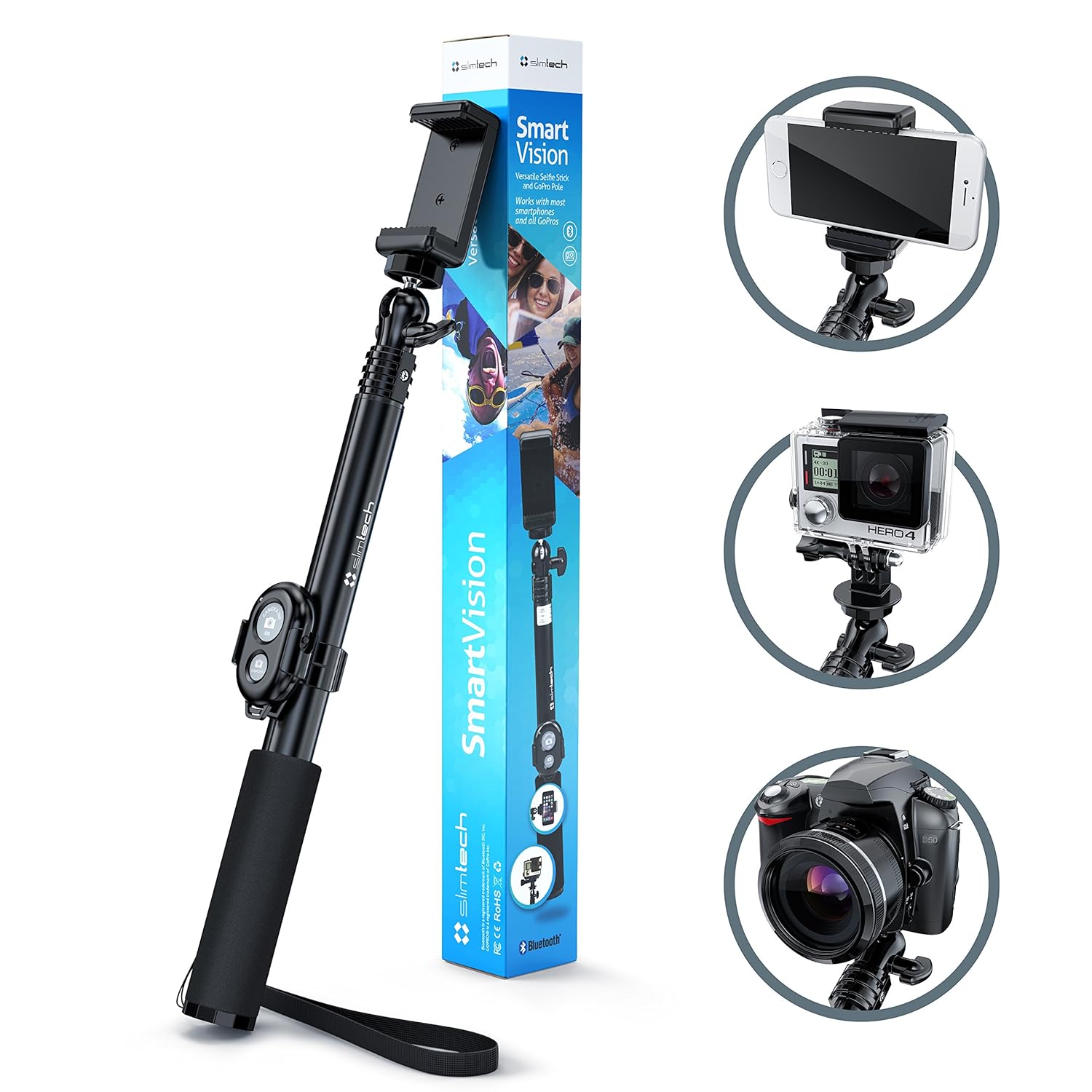 Slimtech SmartVision AntiFlex Monopod Bluetooth Selfie Stick for GoPro