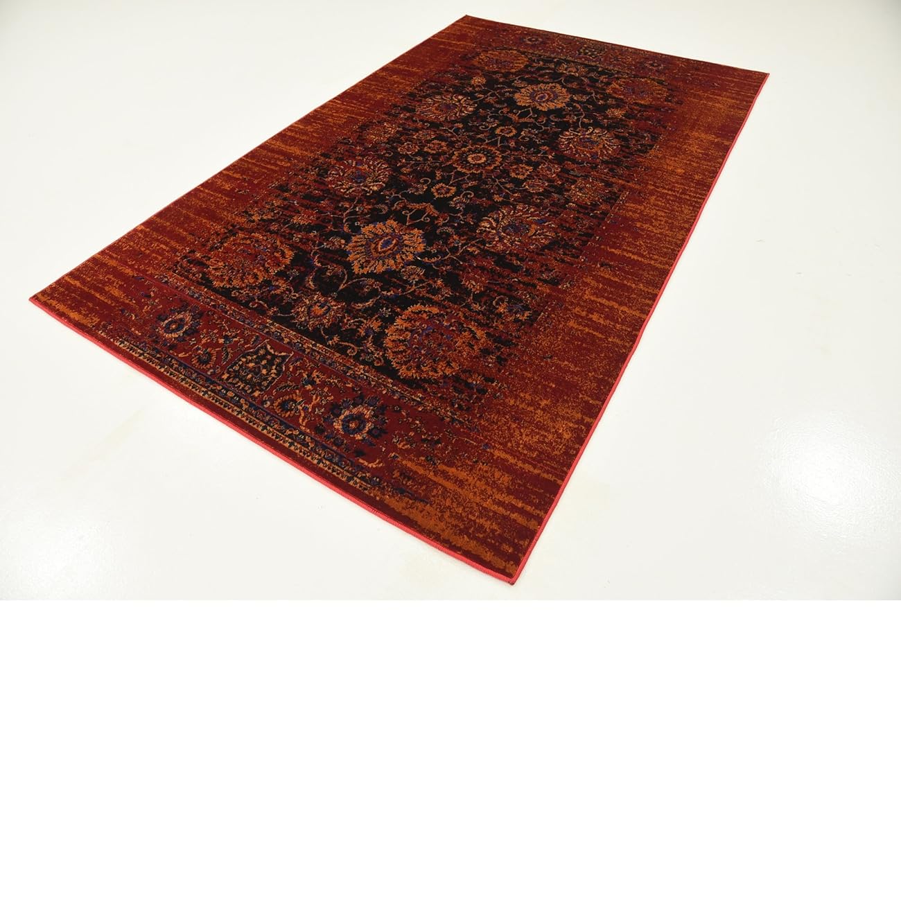 Vintage Contemporary Inspired Overdyed Distressed Rugs Black 4' 11 x 8