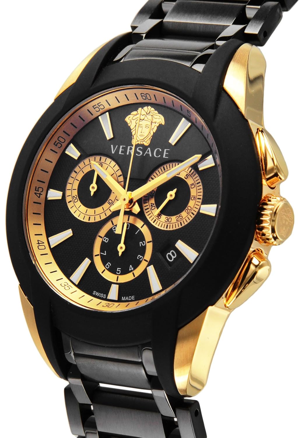 r Chrono Black Dial Stainless PGPVD Quartz M