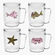 Ocean Fish 18 oz Insulated Coffee Mug Set, Clear (4 designs)