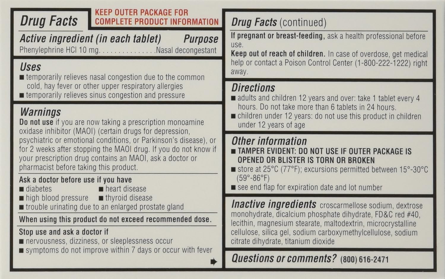 Sudogest PE Sudafed PE Nasal Decongestant Phenylephrine HCl 10mg [3
