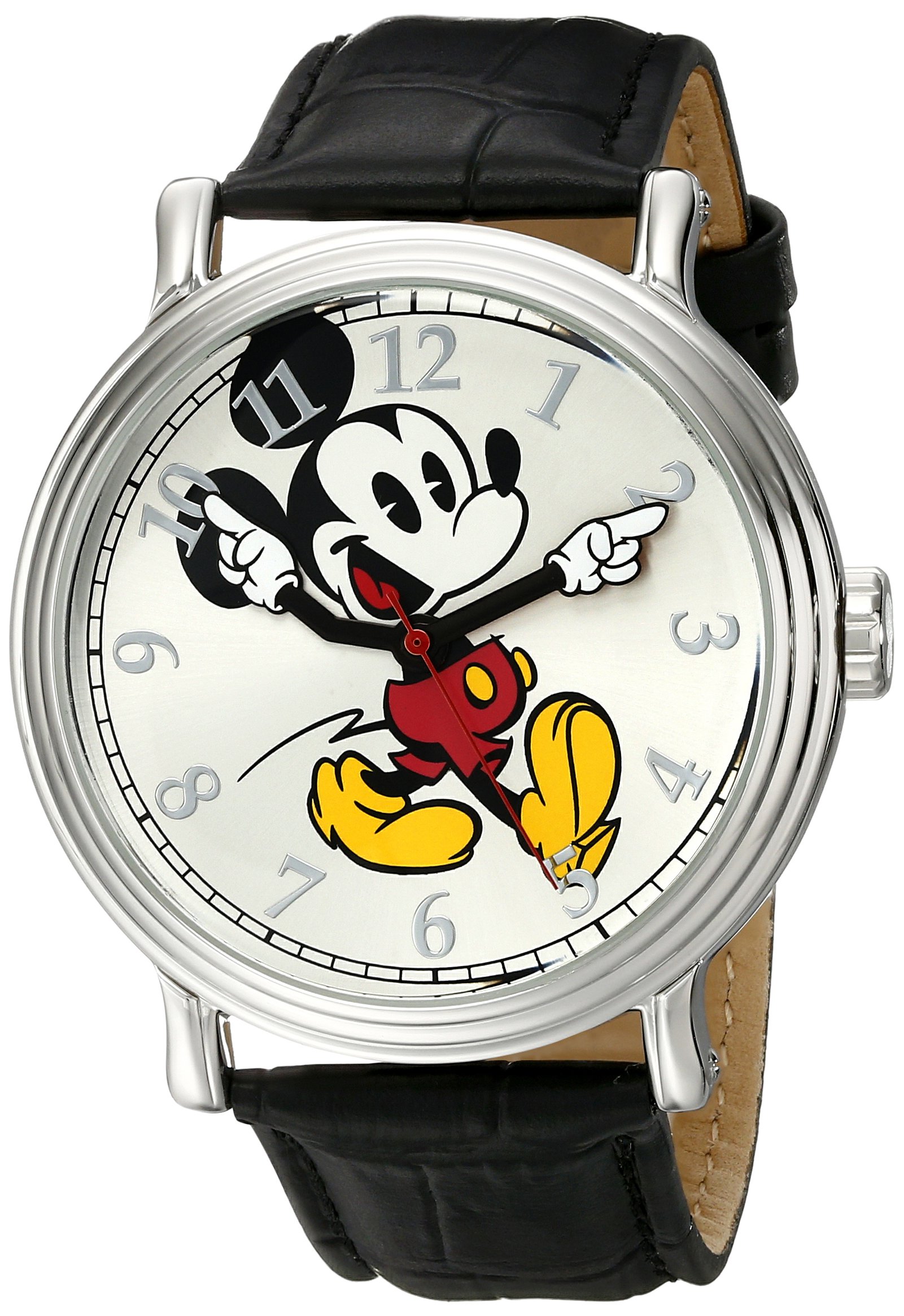 Disney Men's W001868 Mickey Mouse SilverTone Watch with Black Band