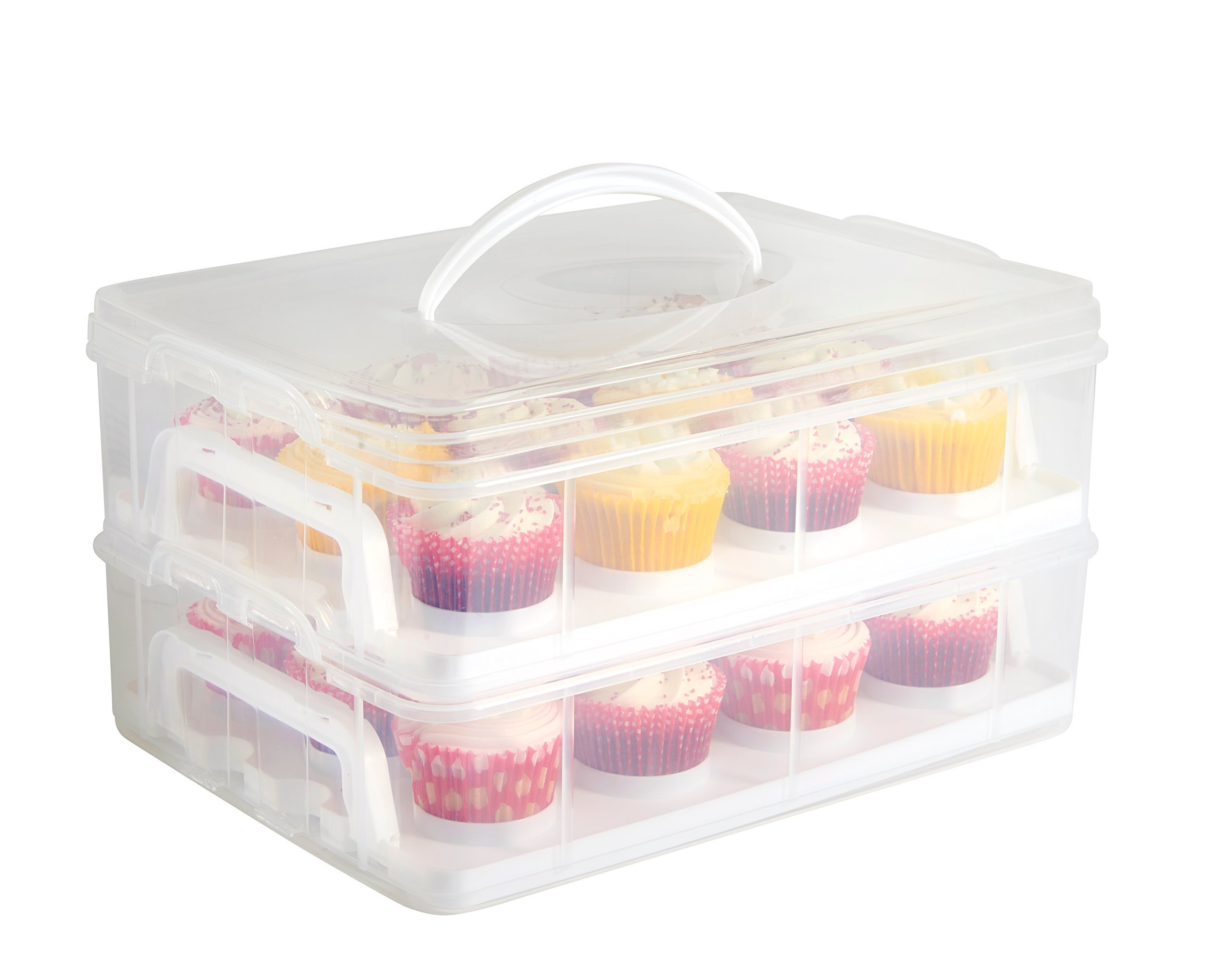 VonShef Snap and Stack Cupcake Storage Carrier 2 Tier Store up to 24