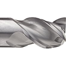 Niagara Cutter AN345R Carbide End Mill with Wiper Flat for Aluminum, Extended Reach (Neck Style), TiCN Coated, 3 Flutes, Radiused-Corner End