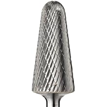 PFERD 14 Degree Taper Carbide Bur, Uncoated (Bright) Finish, Double Cut, Radius End