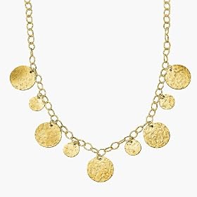 14K Yellow Gold Designer Hammered Look Circles On Link Chain
