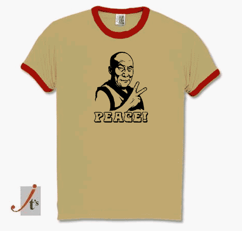 Dalai Lama II FREE TIBET Himalaya Peace Ringer-T-Shirt S-XL Beige S