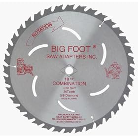 Big Foot BFCB 10-1/4-Inch 36 Tooth ATB Saw Blade with 5/8-Inch and Diamond Knockout Arbor