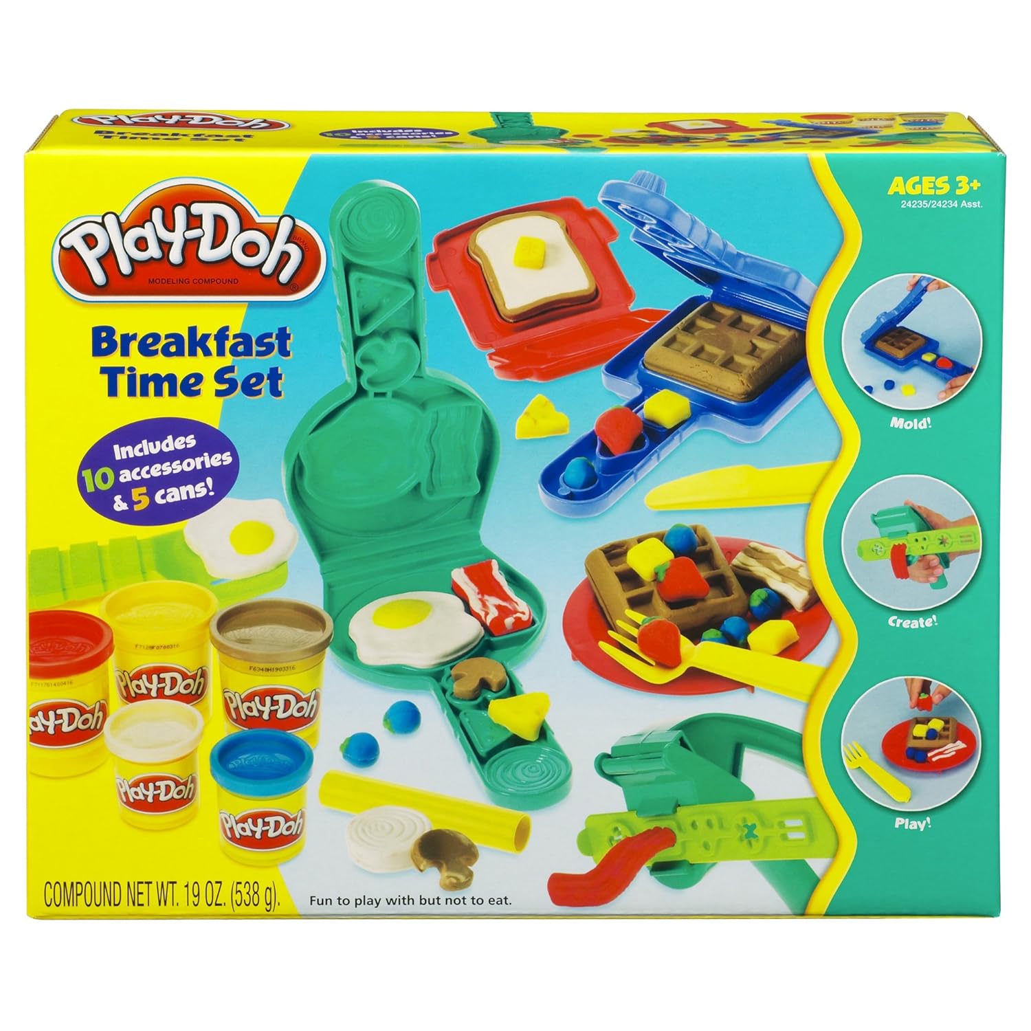 New Play Doh Breakfast Time Set Mold Fun Kids Small Playset Food Toys