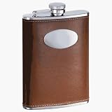 Visol 8 oz Brown Genuine Leather Stainless Steel Flask