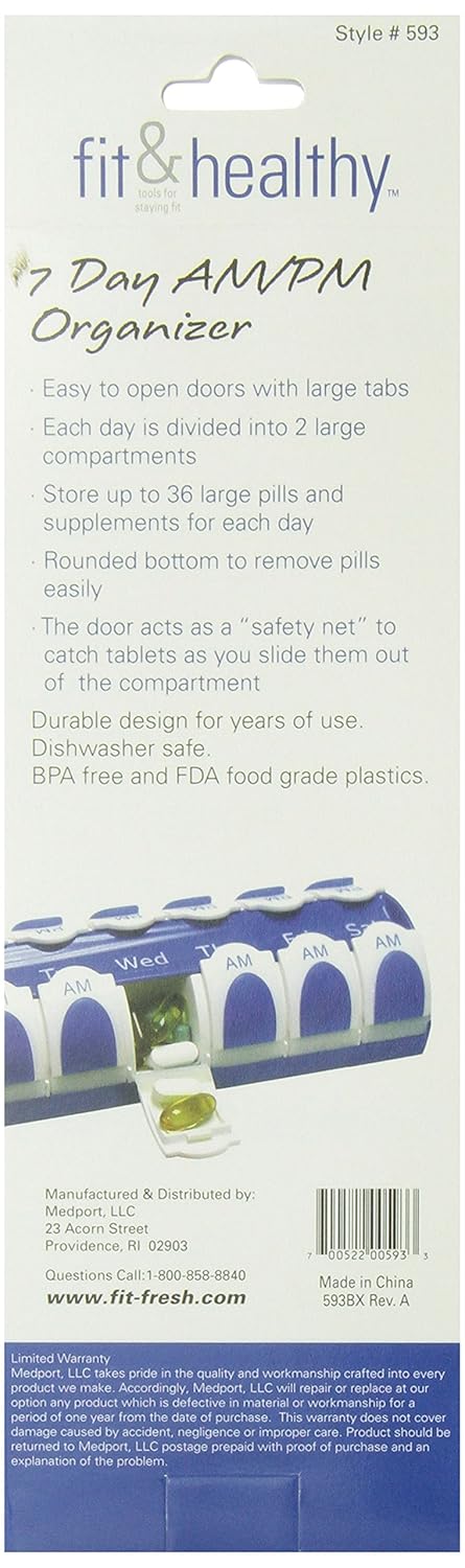 Amazon.com: Fit & Healthy 7 Day AM/PM Vitamin Pillbox and ...