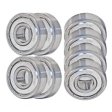VXB 608 ZZ Skateboard Bearings, Double Shielded, Silver (Pack of 8)