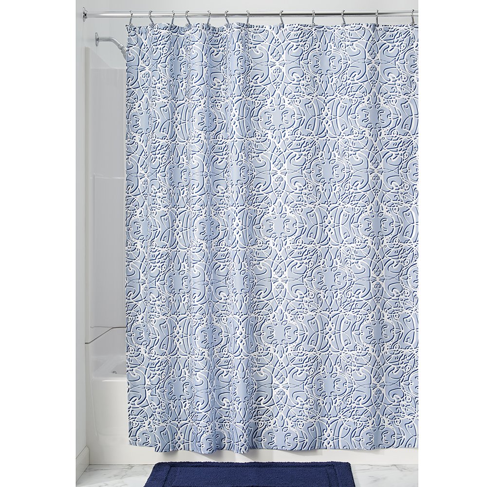 InterDesign Filigree Soft Fabric Shower Curtain 72" x 72" Slate Blue