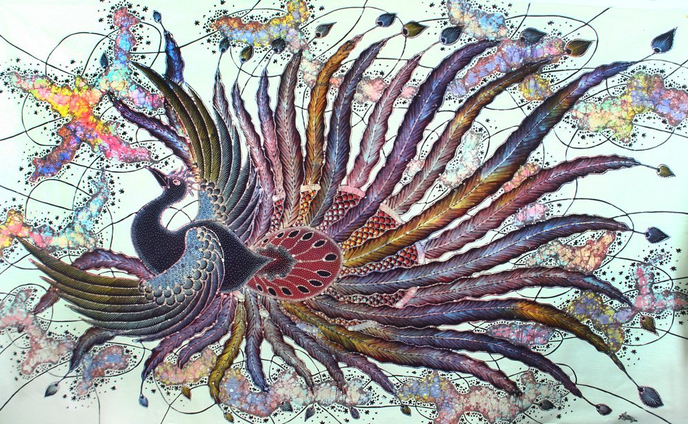 Amazon.com: Original Batik Art Painting on Cotton Fabric, 'Phoenix ...