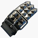 KillCity 3 Row Pyramid Stud Black Leather Belt
