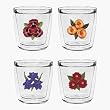 Flowers in Bloom 12 oz Double-Old-Fashioned Insulated Beverage Tumblers Set, Clear (4 designs)