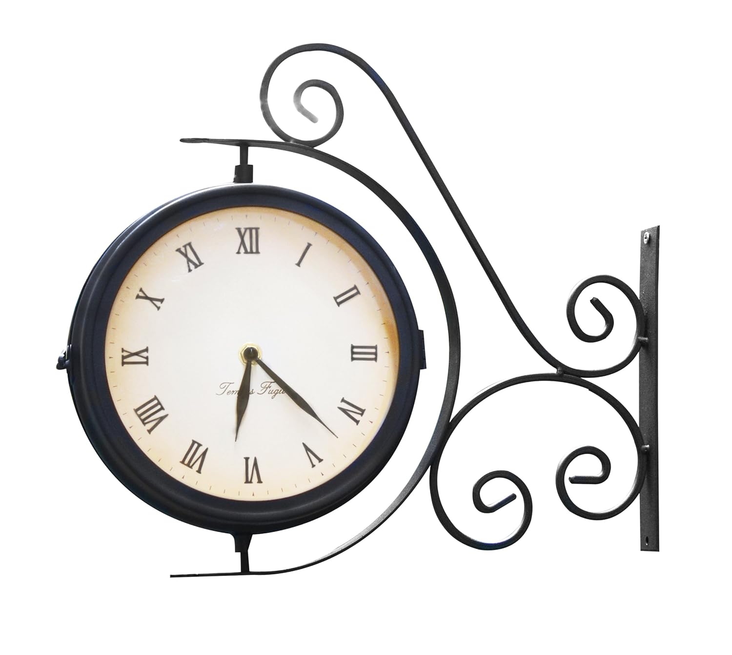 Bracket Mounted Large Clear Outdoor Garden Swivel Wall Clock and