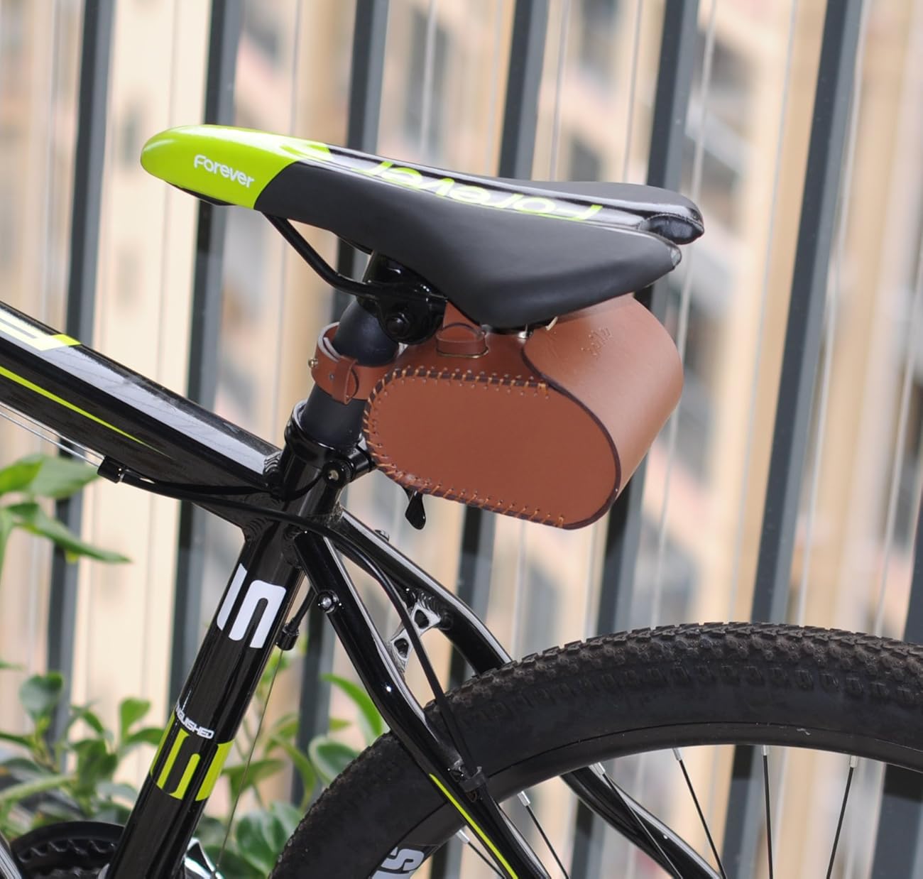 Mountain Bike Vintage Hardness PU Saddle Bag Brown