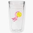 Pink Ribbon (Tennis) 12 oz Slimline Insulated Beverage Tumbler, Clear