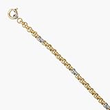 Golden Link Chain Bracelet With Diamonds In Between (3/8 cttw.)