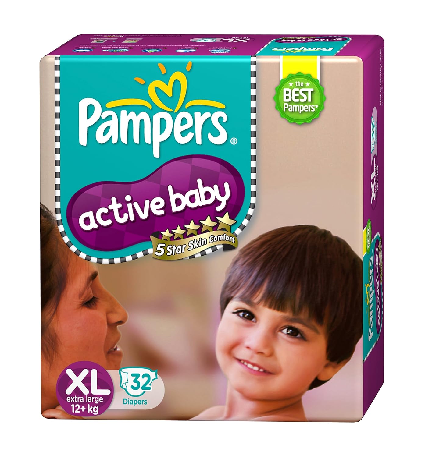 Pampers Active Baby Extra Large Size Diapers (32 Count) Baby Products