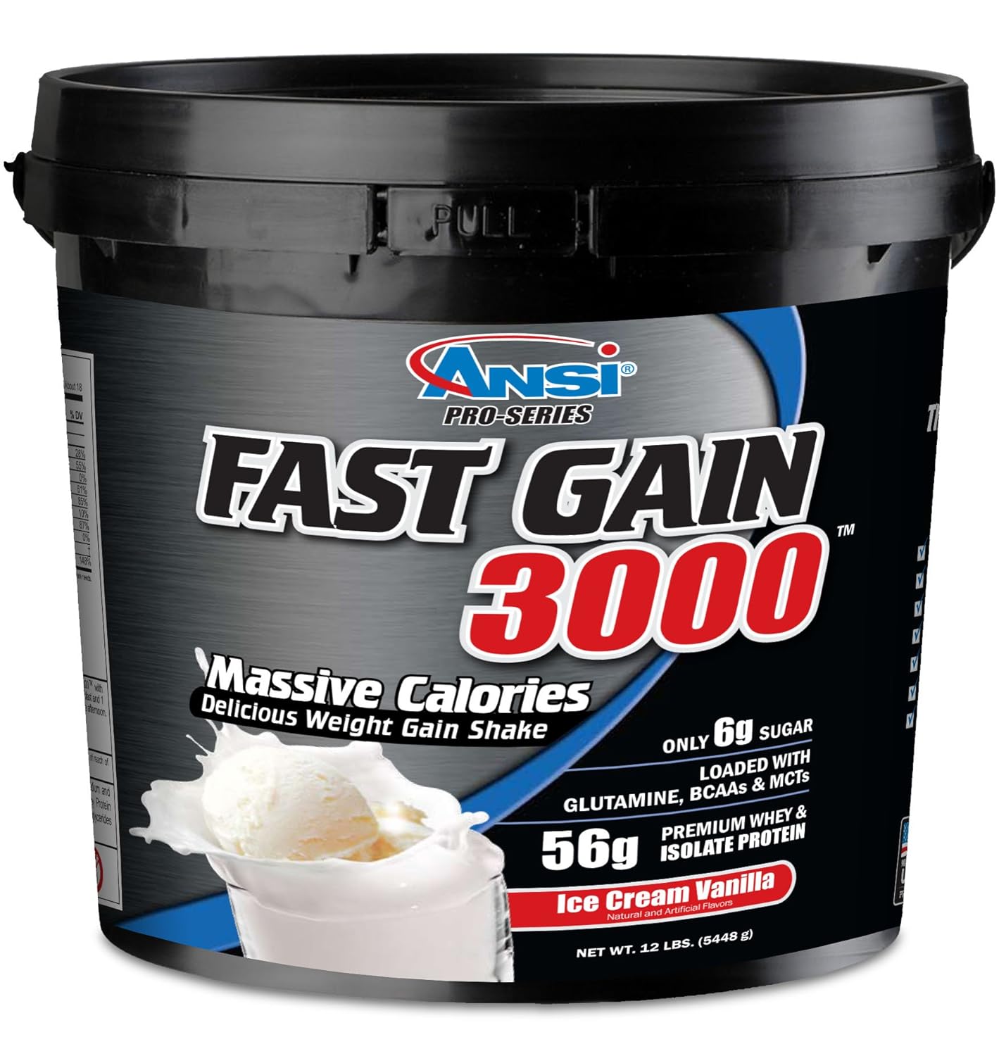 ANSI Fast Gain 3000 Massive Calorie Weight Gainer 12lb Ice Cream