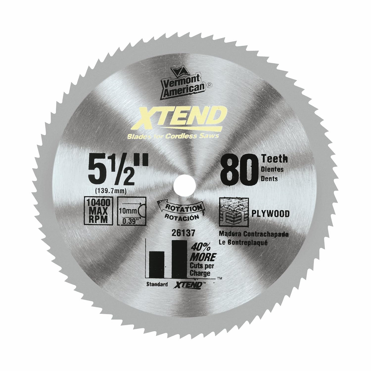 Vermont American 26137 10mm Arbor 51/2Inch 80 Tooth Xtend Cordless Steel Cutti eBay