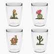 Cactus 16 oz Insulated Beverage Tumblers Set, Clear (4 designs)