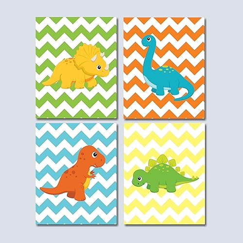 Dinosaur Nursery Wall Art Dinosaur Wall Art Dinosaur Kids Wall Art Dinosaur Nursery DecorDinosaur Room Decor-UNFRAMED Set of 4