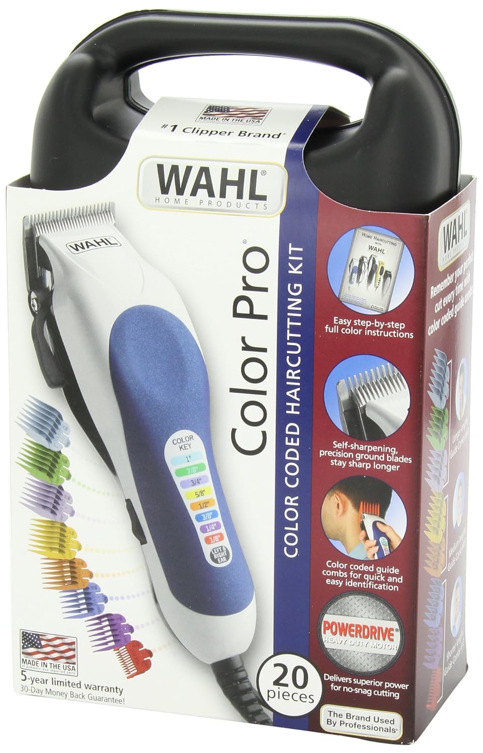 Wahl Color Pro 20 Piece Complete Haircutting Kit Selfsharpening Steel