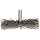 Weiler Narrow Face Wire Wheel Conflex Brush, Round Shank, Stainless Steel 302, Crimped Wire, 3" Diameter, 0.014" Wire Diameter, 1/4" Shank, 1" Bristle Length, 1/2" Brush Face Width, 20000 rpm
