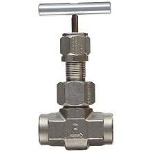 Parker U Series Stainless Steel 316 Needle Valve, Inline, T-Bar Handle, Blunt Stem, NPT Female