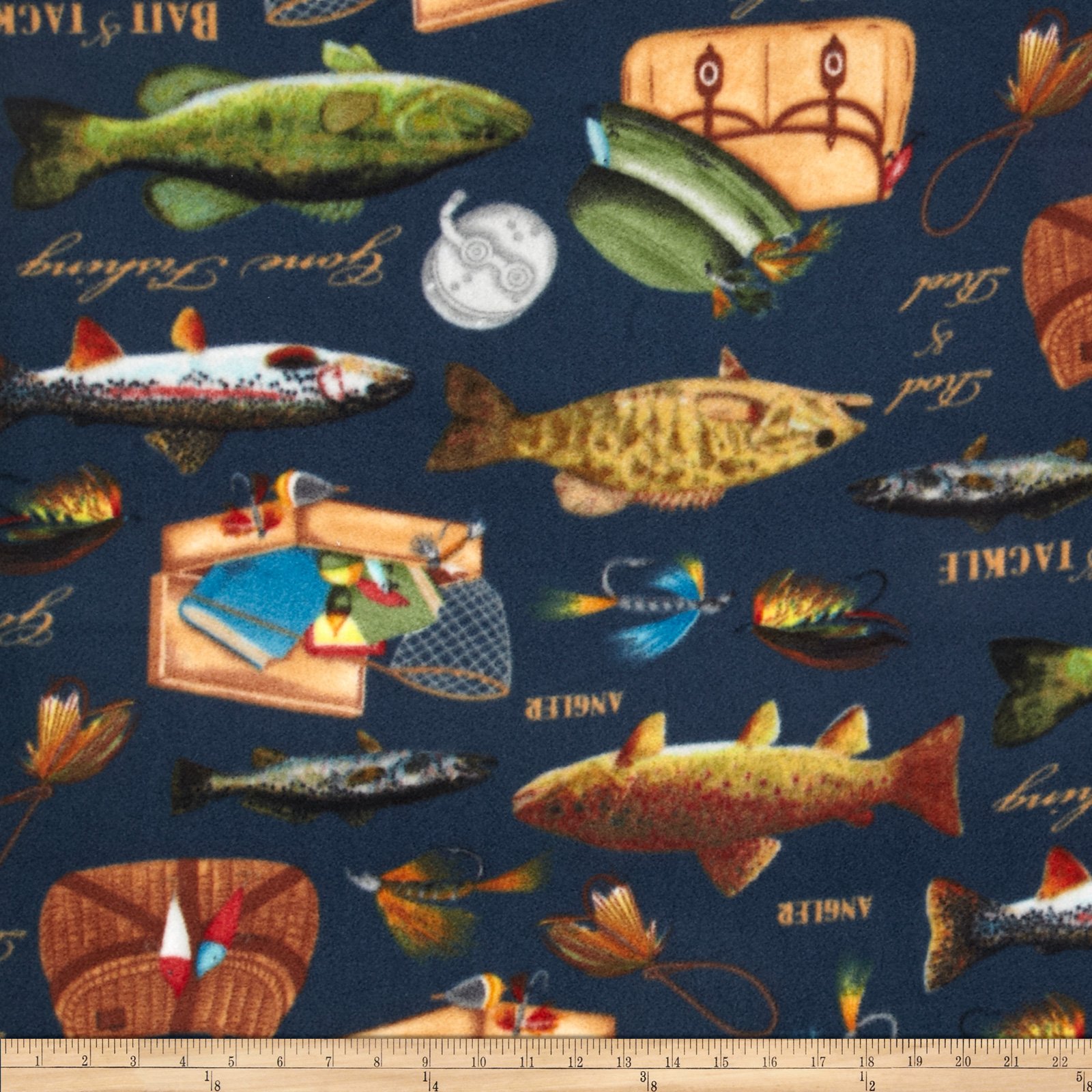 Winterfleece Gone Fishing Multi Fabric Fleece fabric, Fabric, Fabric