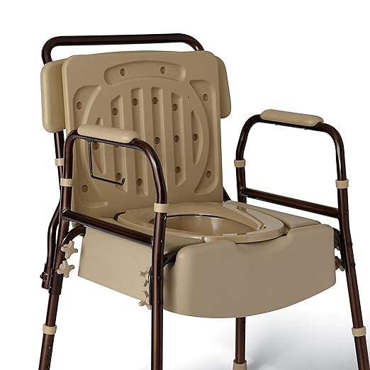 NEW Medline Elements Bedside Bariatric Commode with Microban 400 lb