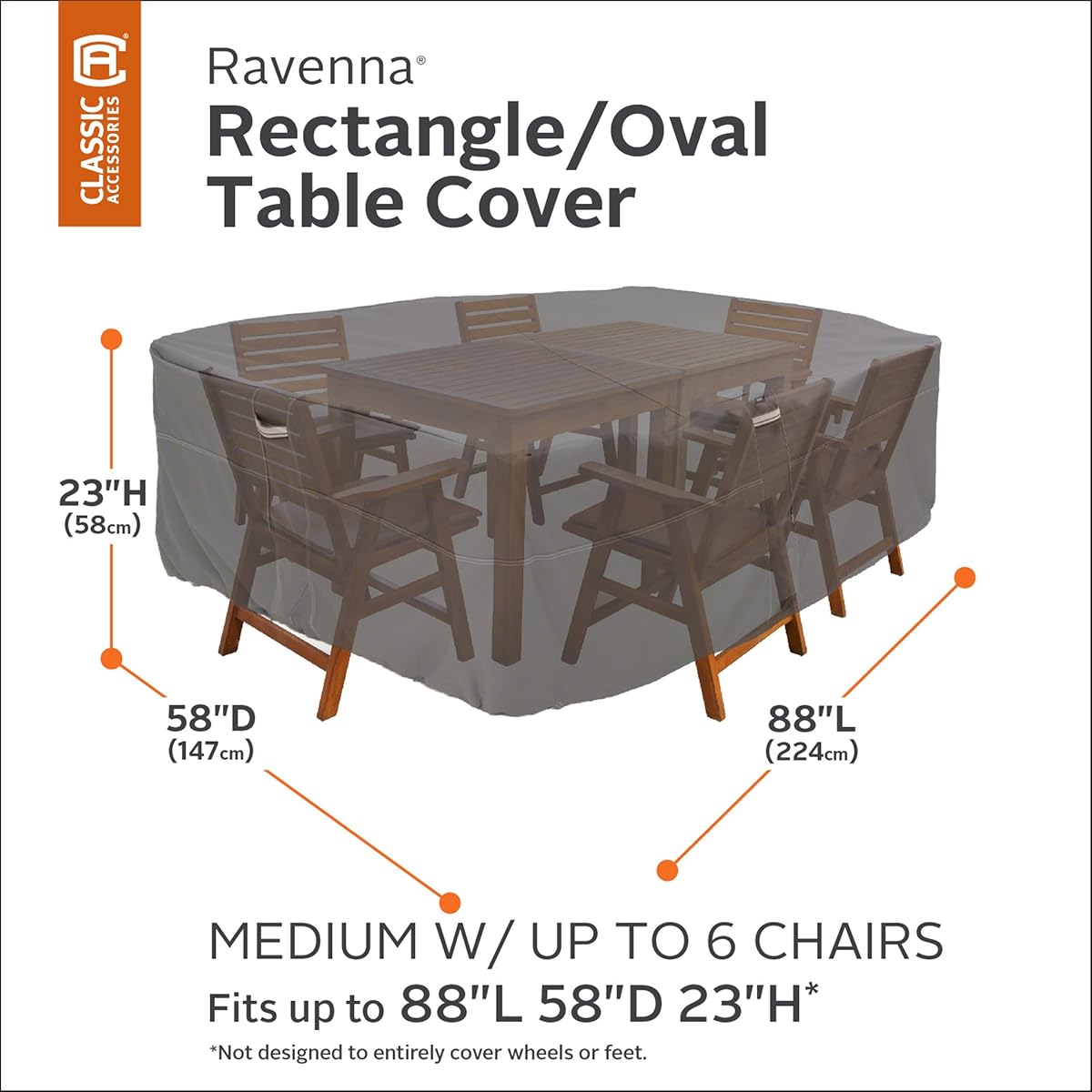 Classic Accessories Ravenna Rectangular/Oval Patio Table & Chair Set