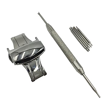 【クリックで詳細表示】腕時計 用 プッシュ式 Dバックル 観音開き ばね棒5本 ＆ ばね棒はずし 付 (20mm) ： 腕時計通販 ｜ Amazon.co.jp