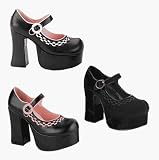 CHARADE-08, 4 1/2, Platform Mary-Jane Woven Belt Shoe in 3 Colors, Demonia by Pleaser USA