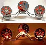 3 Piece Celestial (Sun, Moon, and Stars) Silver Tealight Candle Holder - 4.63 x 9.5 (Candleholder)