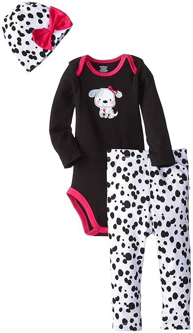 Gerber Baby-Girls Newborn 3 Piece Bodysuit Cap and Pant, Dalmatian, 3-6 Months