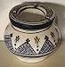 Moroccan Handmade Two-Piece Ceramic White and Blue Crosshatch Small Ashtray